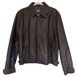 L.L. Bean Signature Men's Brown Leather Jacket Size Large